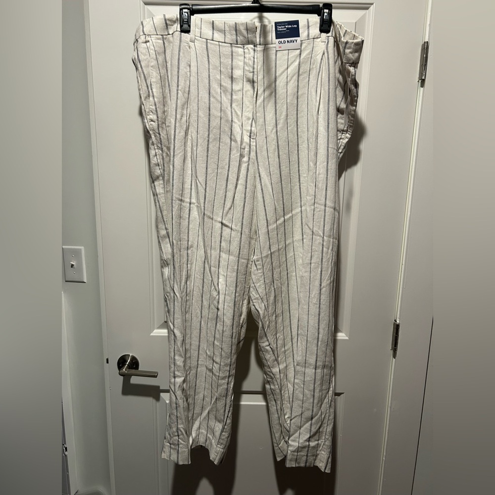 Old Navy Cream Striped Wide Leg Pants